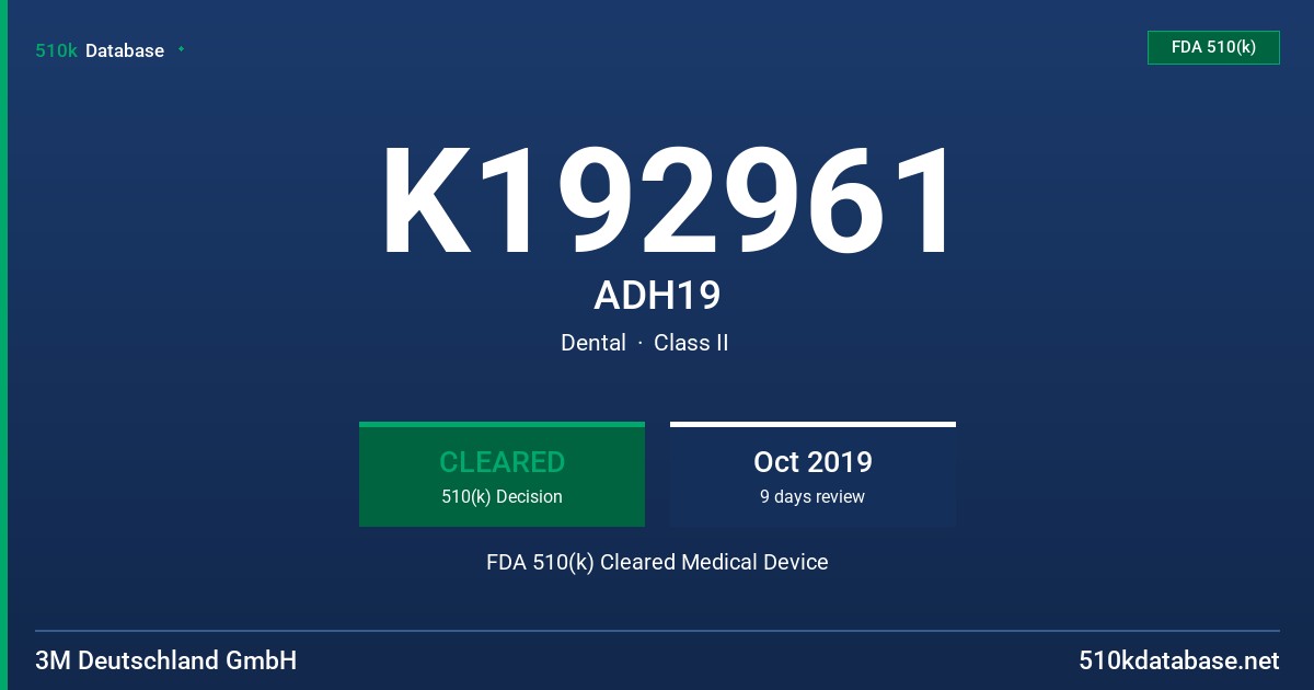 K192961 ADH19 FDA 510(k) Cleared Medical Device