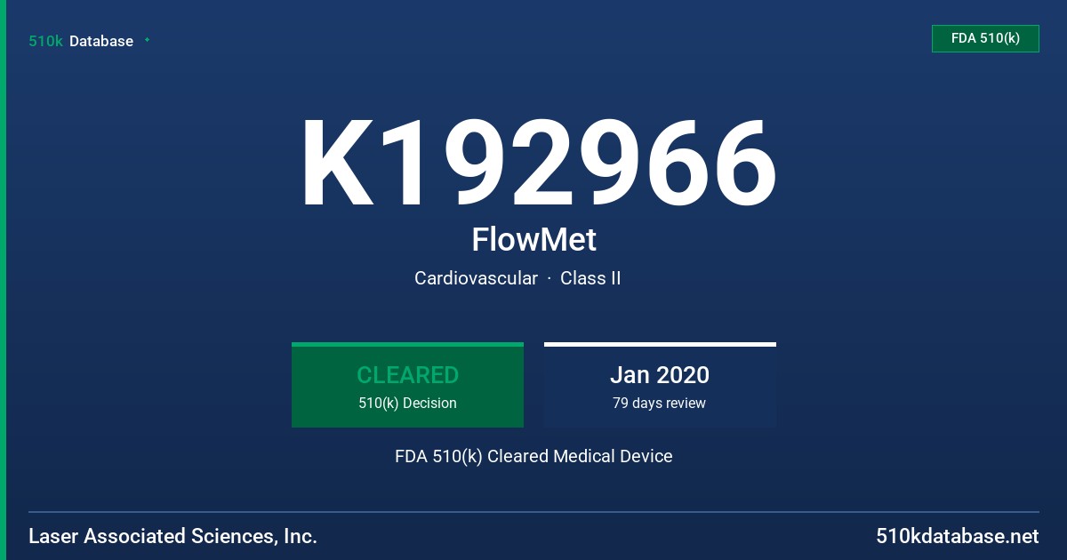 K192966 FlowMet FDA 510(k) Cleared Medical Device