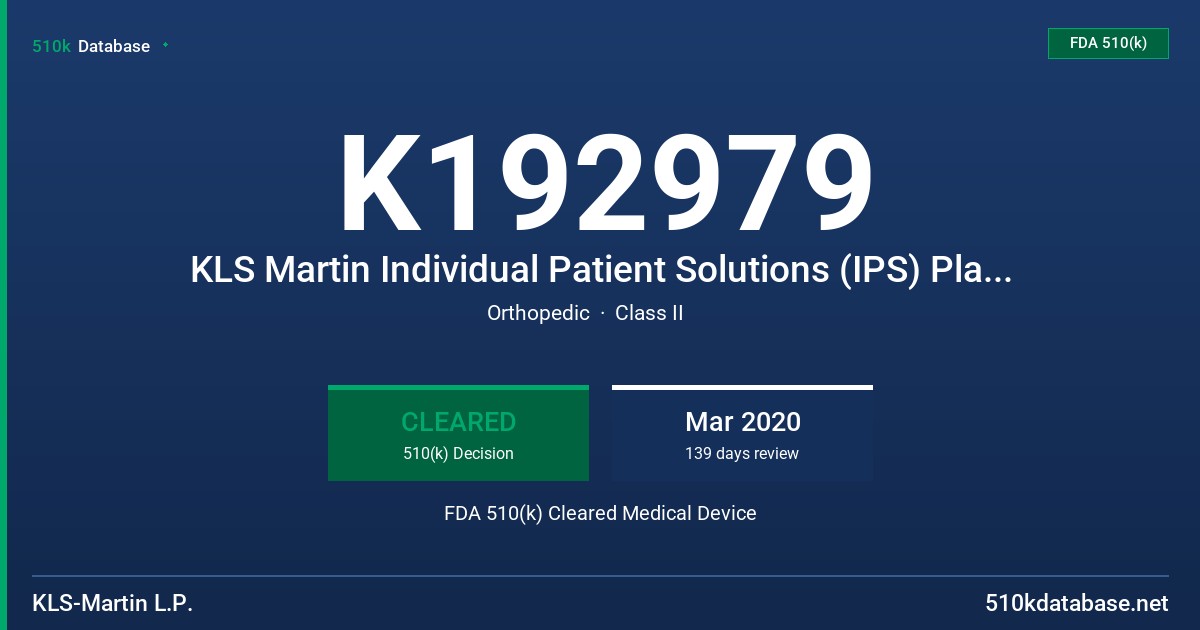 K192979 KLS Martin Individual Patient Solutions (IPS) Planning System FDA 510(k) Cleared Medical Device
