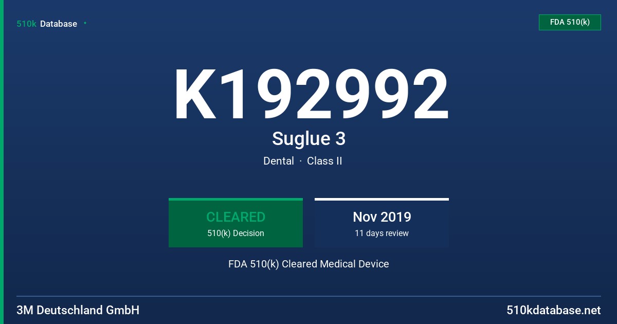K192992 Suglue 3 FDA 510(k) Cleared Medical Device