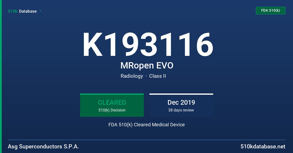 K193116 MRopen EVO FDA 510(k) Cleared Medical Device