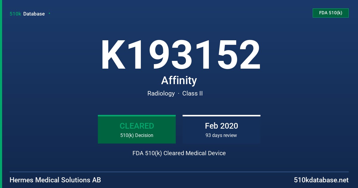 K193152 Affinity FDA 510(k) Cleared Medical Device
