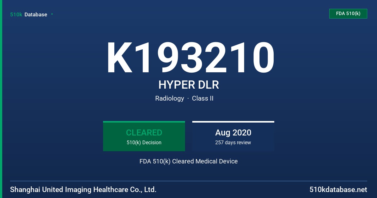 K193210 HYPER DLR FDA 510(k) Cleared Medical Device