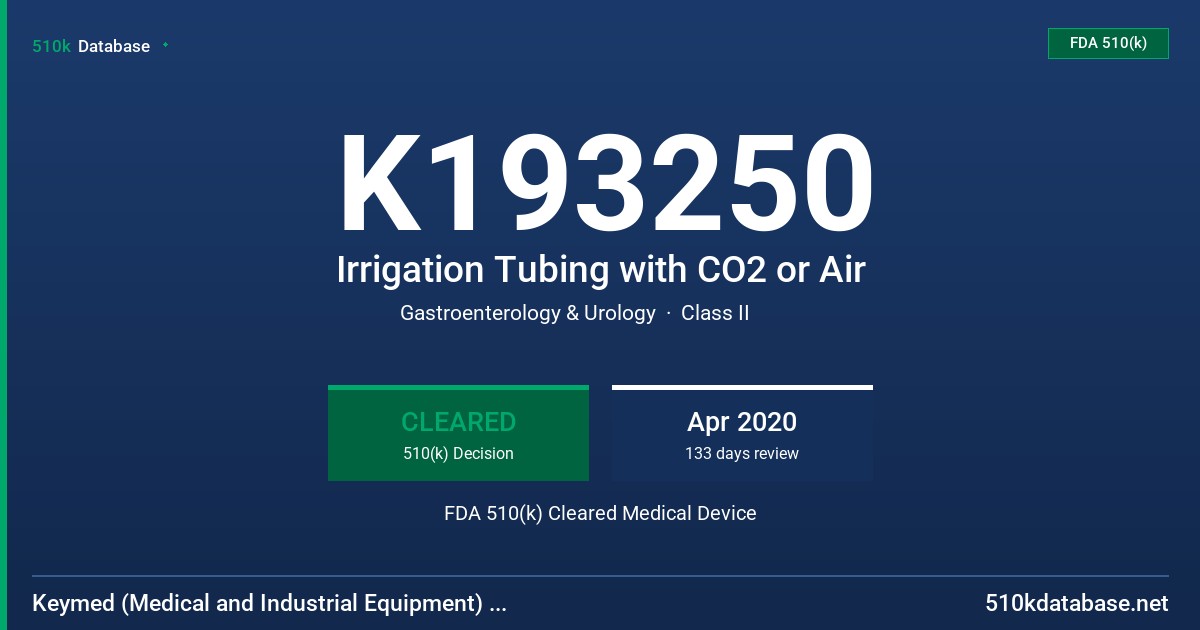 K193250 Irrigation Tubing with CO2 or Air FDA 510(k) Cleared Medical Device