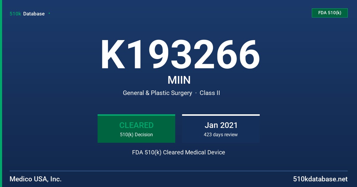 K193266 MIIN FDA 510(k) Cleared Medical Device