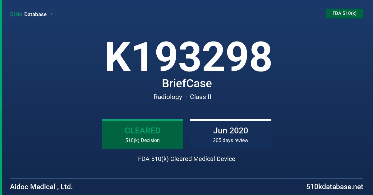 K193298 BriefCase FDA 510(k) Cleared Medical Device