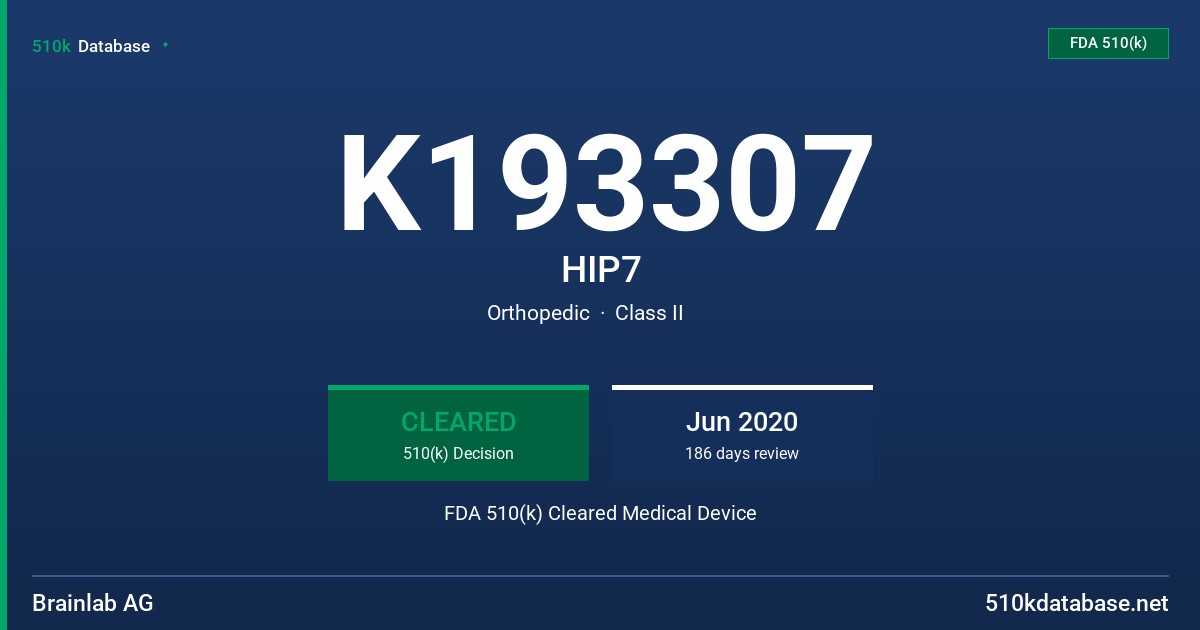 K193307 HIP7 FDA 510(k) Cleared Medical Device