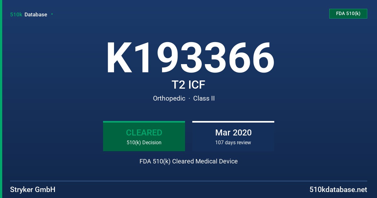 K193366 T2 ICF FDA 510(k) Cleared Medical Device