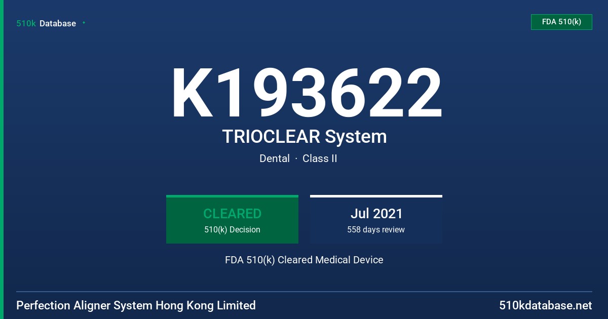 K193622 TRIOCLEAR System FDA 510(k) Cleared Medical Device