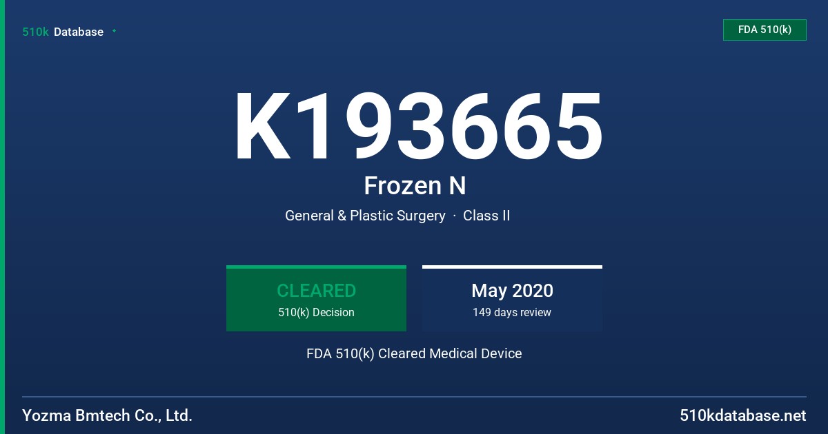 K193665 Frozen N FDA 510(k) Cleared Medical Device
