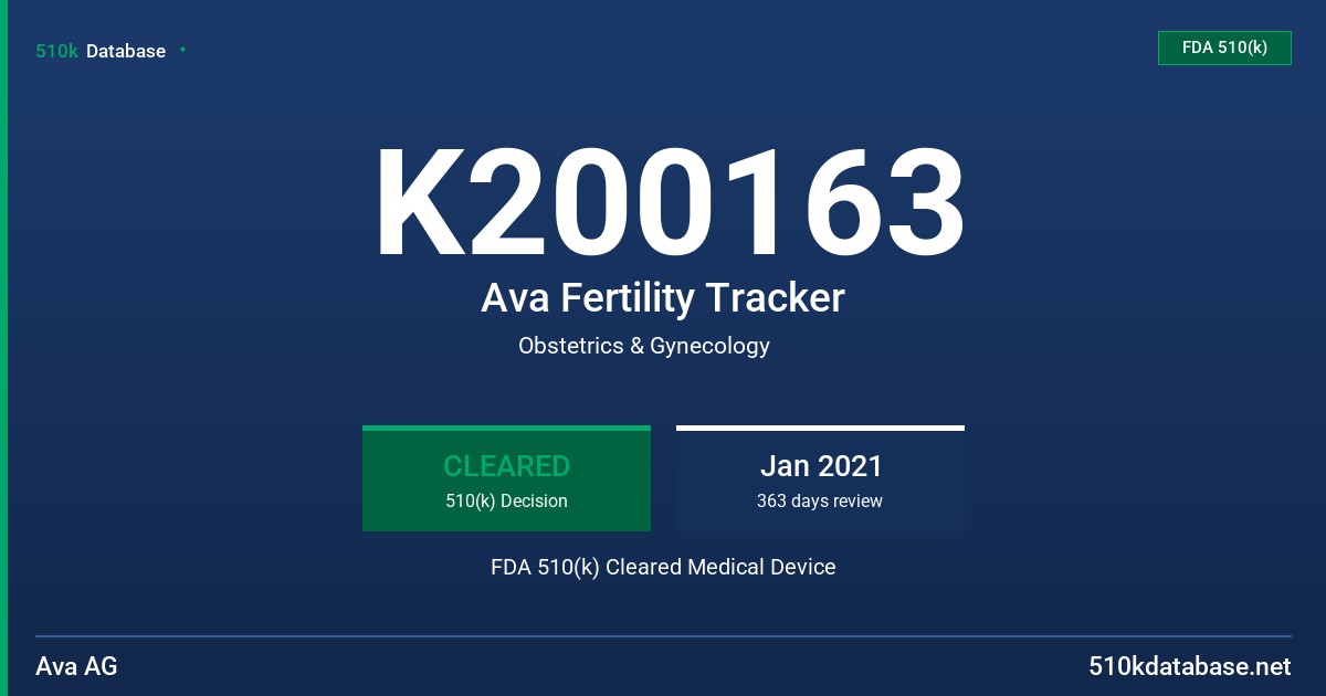 K200163 Ava Fertility Tracker FDA 510(k) Cleared Medical Device