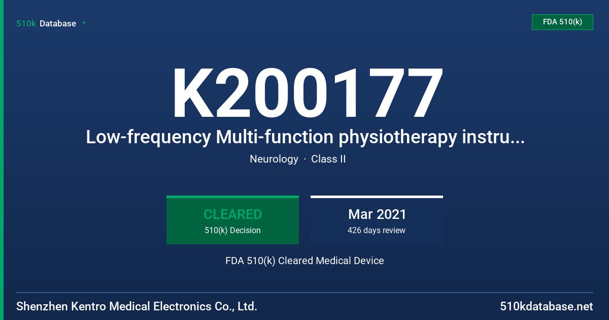 K200177 Low-frequency Multi-function physiotherapy instrument FDA 510(k) Cleared Medical Device