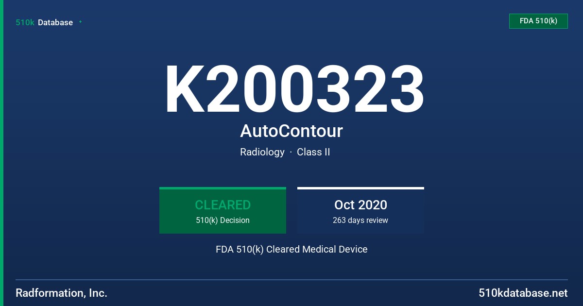 K200323 AutoContour FDA 510(k) Cleared Medical Device