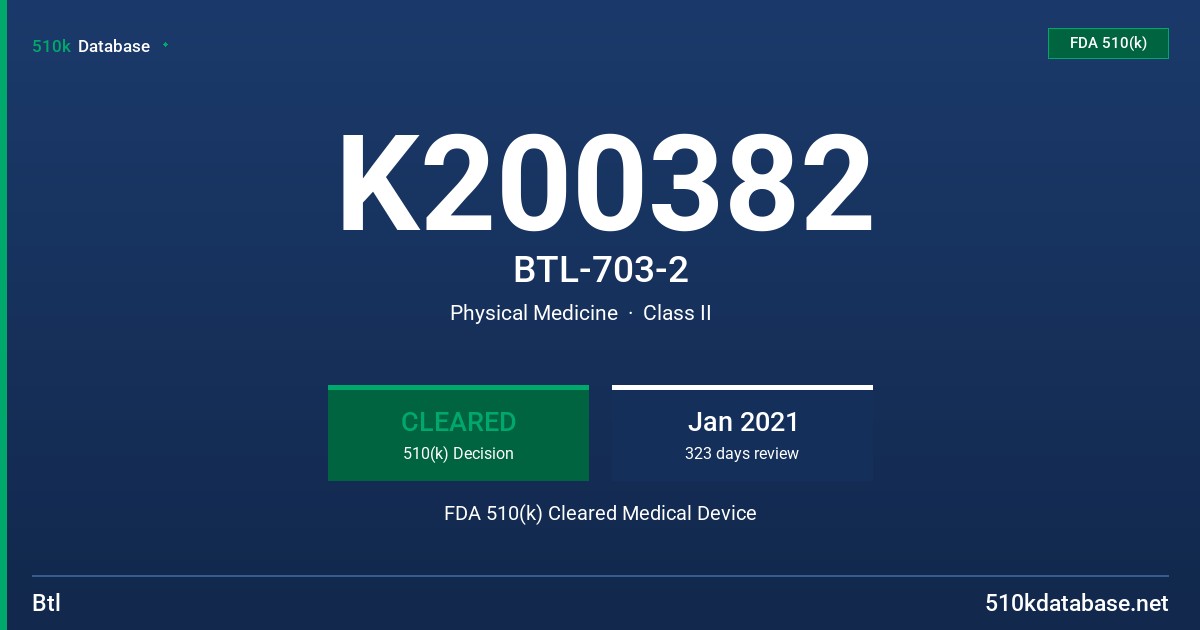 K200382 BTL-703-2 FDA 510(k) Cleared Medical Device