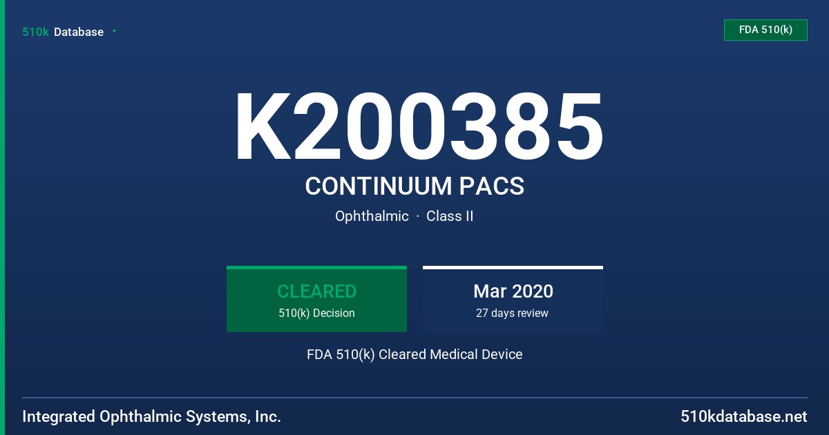 K200385 CONTINUUM PACS FDA 510(k) Cleared Medical Device