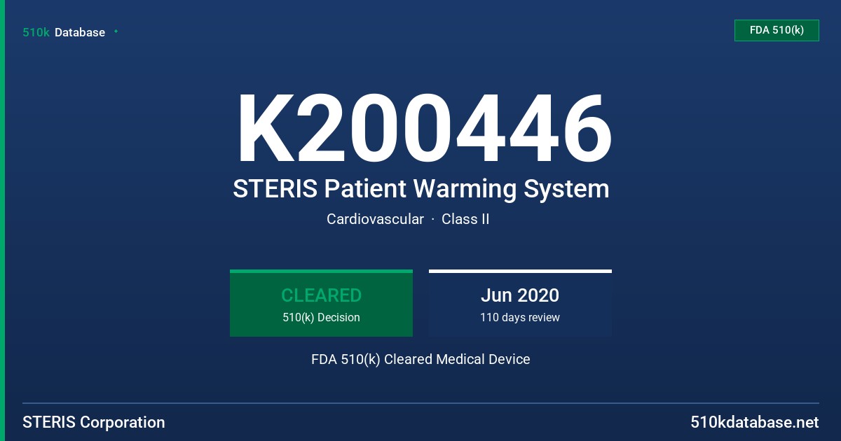K200446 STERIS Patient Warming System FDA 510(k) Cleared Medical Device