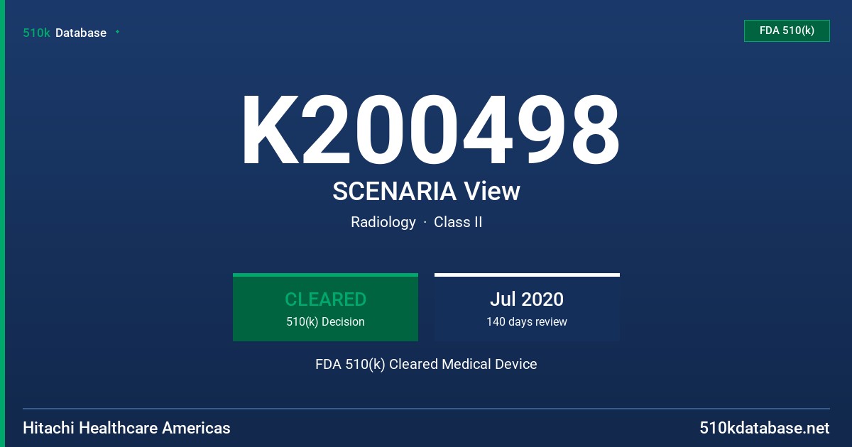 K200498 SCENARIA View FDA 510(k) Cleared Medical Device