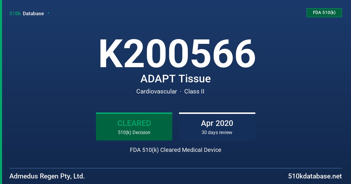 K200566 ADAPT Tissue FDA 510(k) Cleared Medical Device