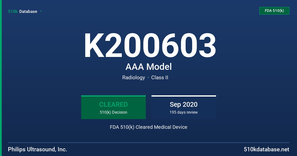K200603 AAA Model FDA 510(k) Cleared Medical Device