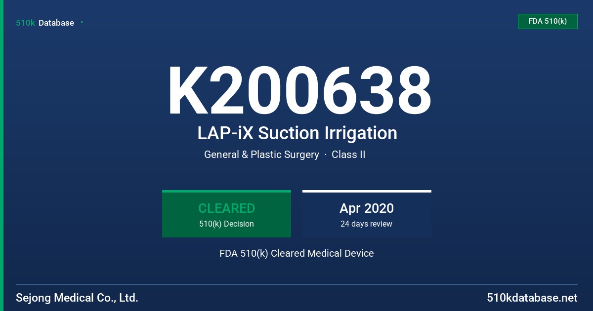 K200638 LAP-iX Suction Irrigation FDA 510(k) Cleared Medical Device