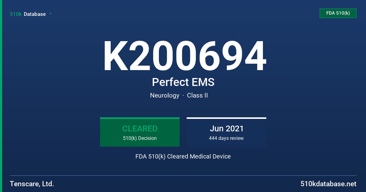 K200694 Perfect EMS FDA 510(k) Cleared Medical Device