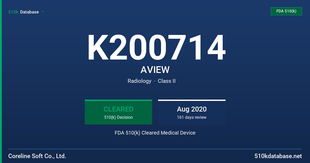 K200714 AVIEW FDA 510(k) Cleared Medical Device