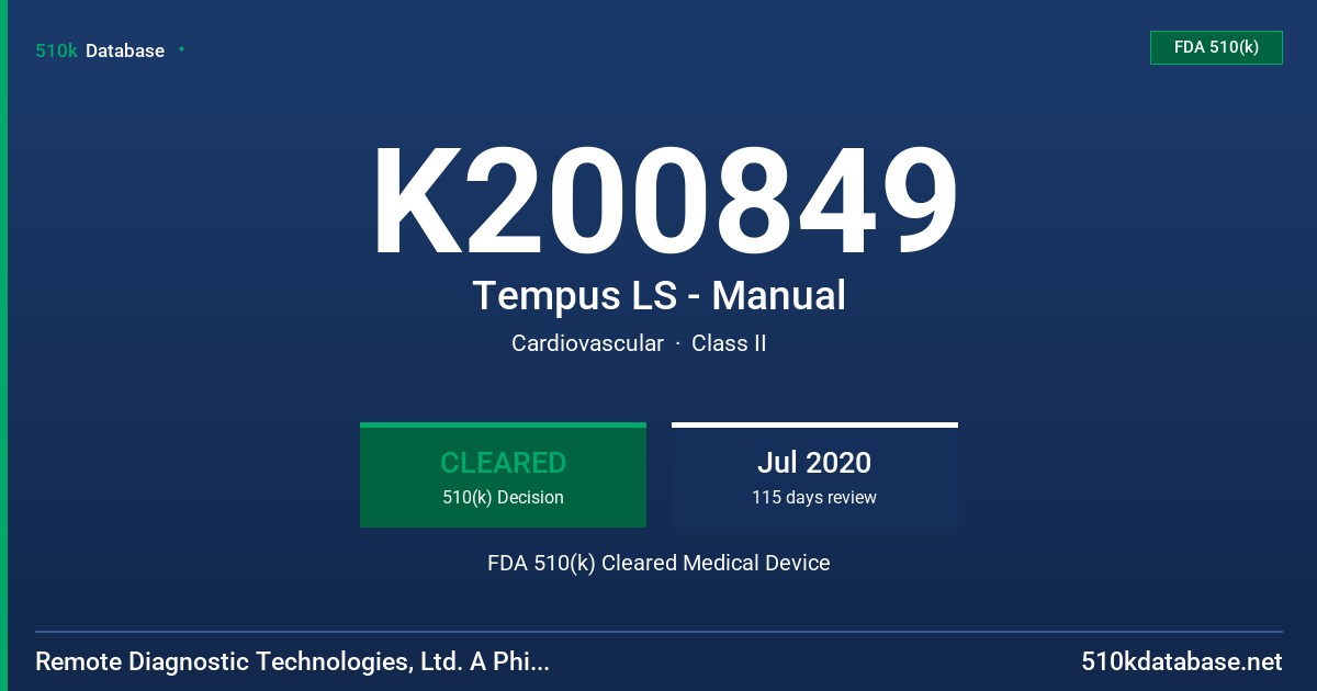 K200849 Tempus LS - Manual FDA 510(k) Cleared Medical Device