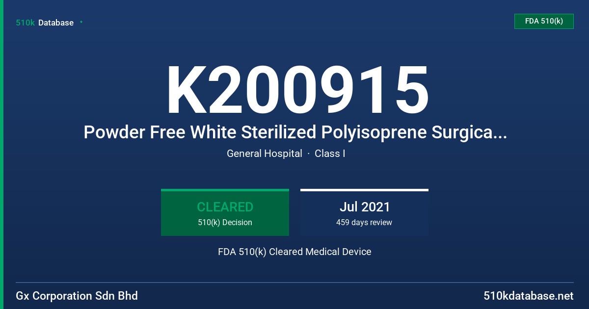 K200915 Powder Free White Sterilized Polyisoprene Surgical Gloves-Tested for Use with The Chemotherapy Drugs FDA 510(k) Cleared Medical Device