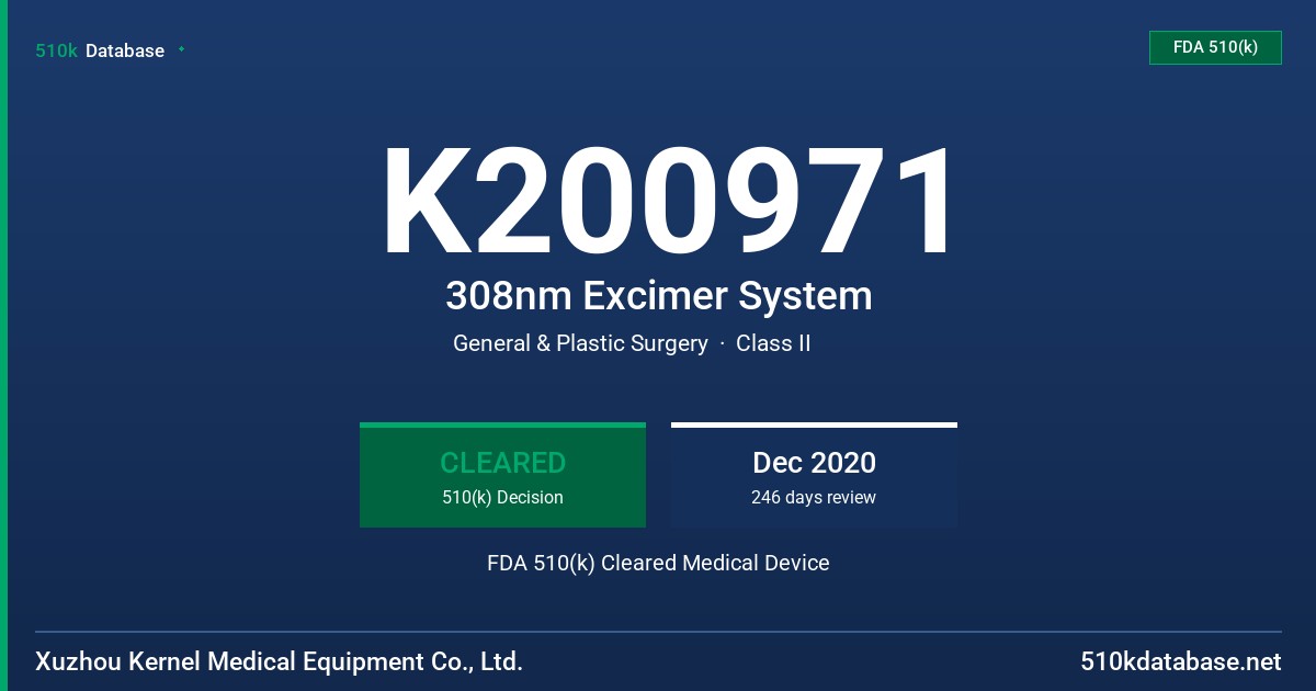 K200971 308nm Excimer System FDA 510(k) Cleared Medical Device