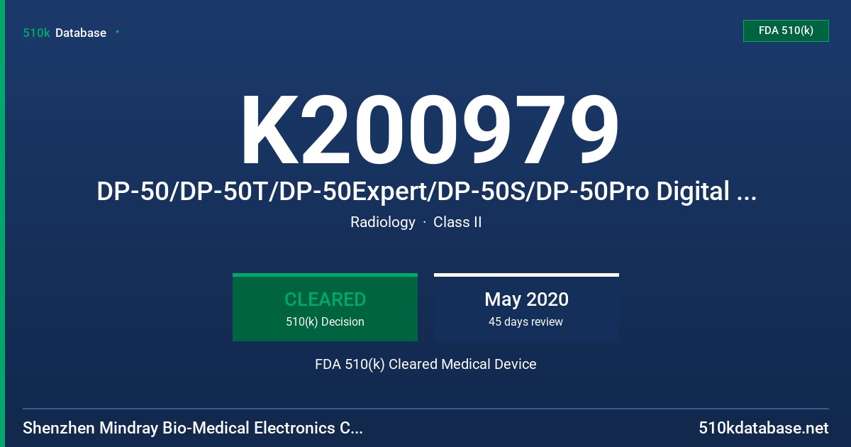 K200979 DP-50/DP-50T/DP-50Expert/DP-50S/DP-50Pro Digital Ultrasonic Diagnostic Imaging System FDA 510(k) Cleared Medical Device