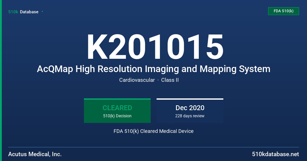 K201015 AcQMap High Resolution Imaging and Mapping System FDA 510(k) Cleared Medical Device