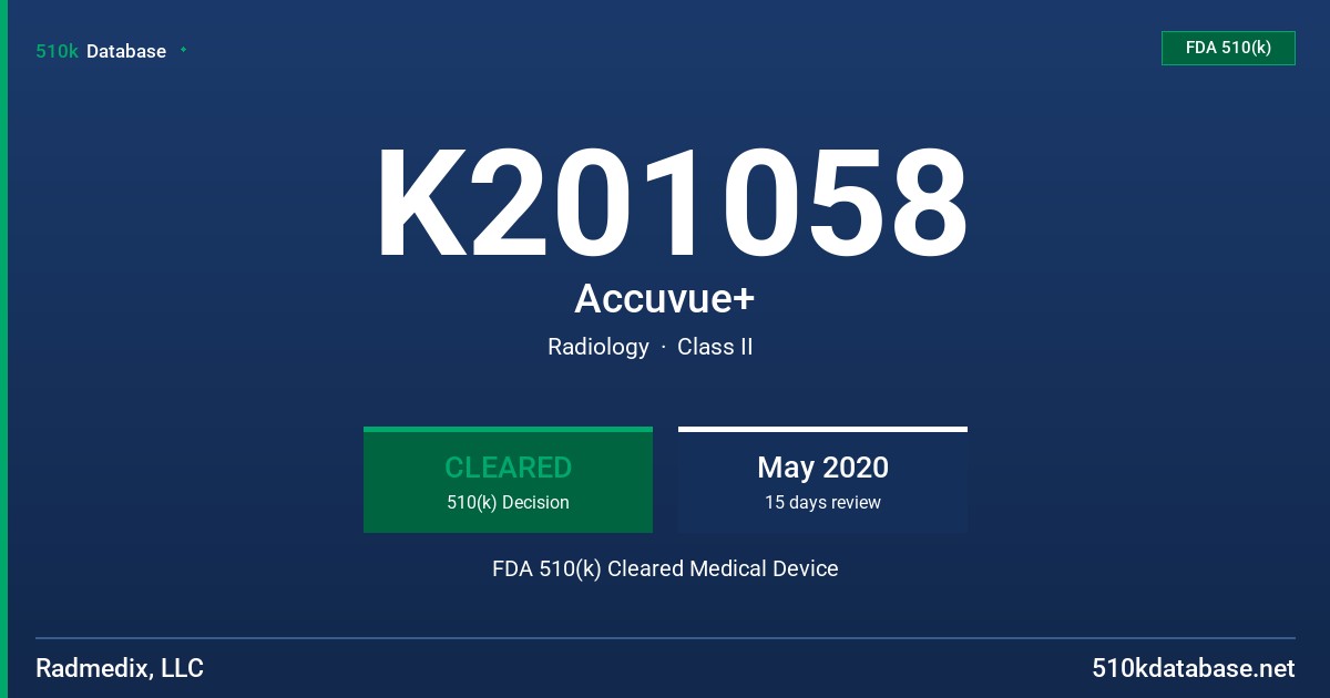 K201058 Accuvue+ FDA 510(k) Cleared Medical Device