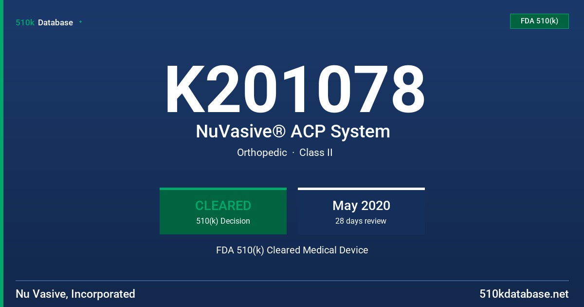 K201078 NuVasive® ACP System FDA 510(k) Cleared Medical Device