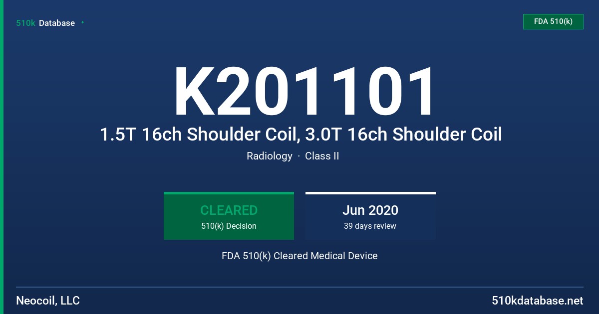 K201101 1.5T 16ch Shoulder Coil, 3.0T 16ch Shoulder Coil FDA 510(k) Cleared Medical Device