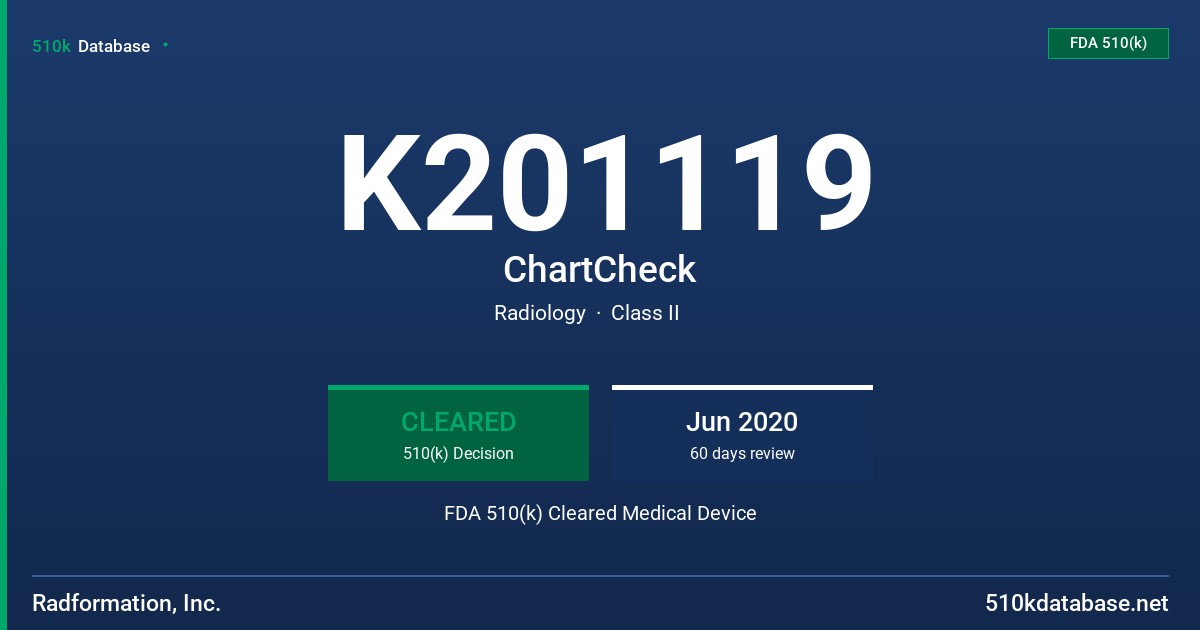 K201119 ChartCheck FDA 510(k) Cleared Medical Device