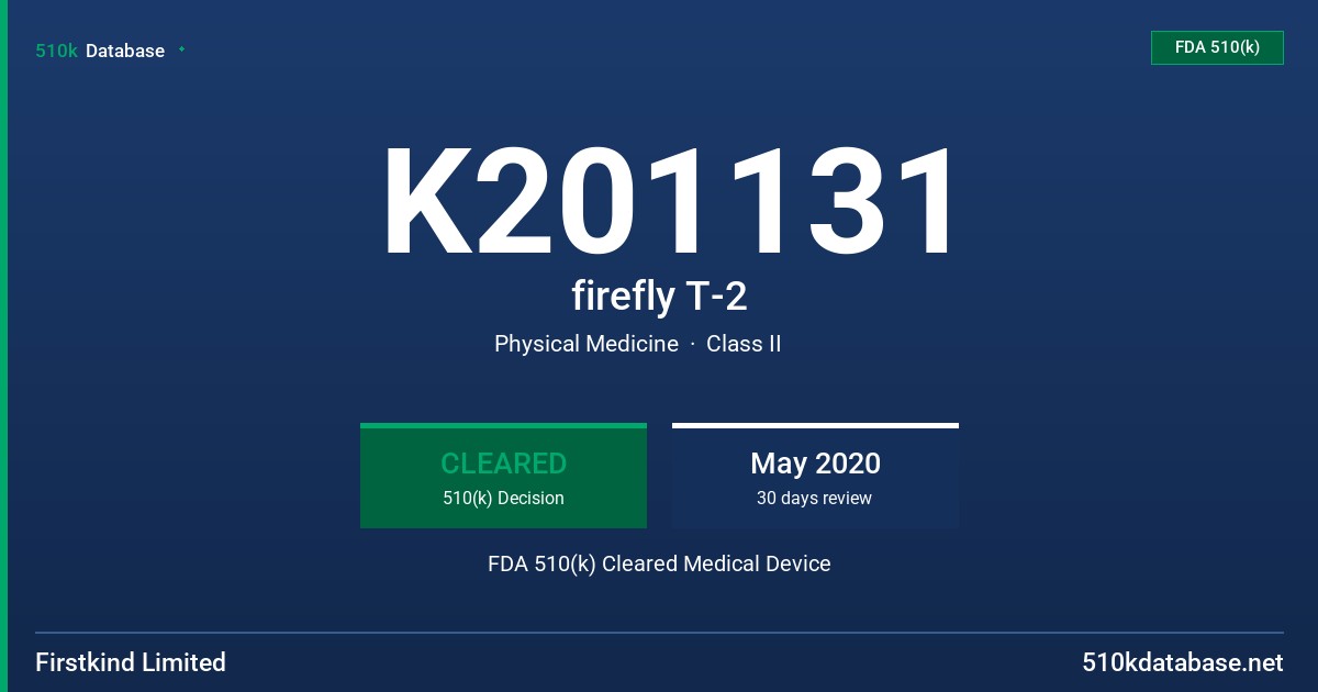 K201131 firefly T-2 FDA 510(k) Cleared Medical Device
