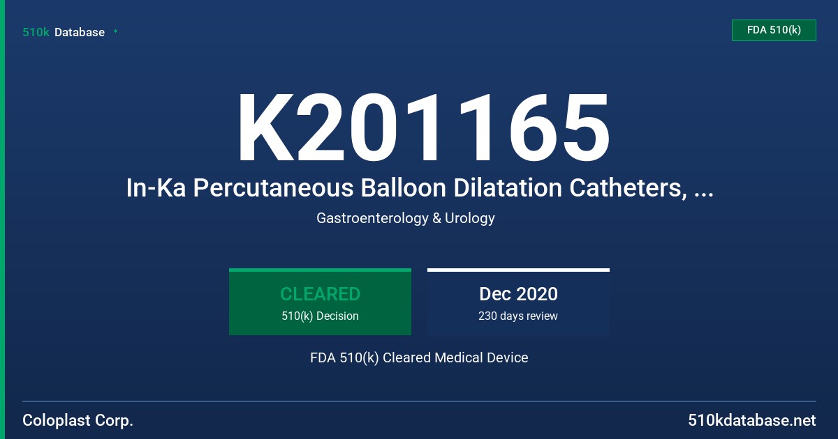 K201165 In-Ka Percutaneous Balloon Dilatation Catheters, Amplatz Sheath FDA 510(k) Cleared Medical Device