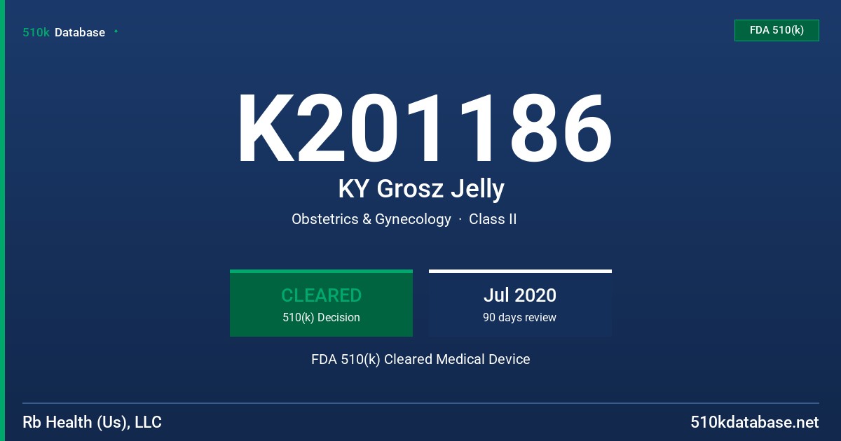 K201186 KY Grosz Jelly FDA 510(k) Cleared Medical Device