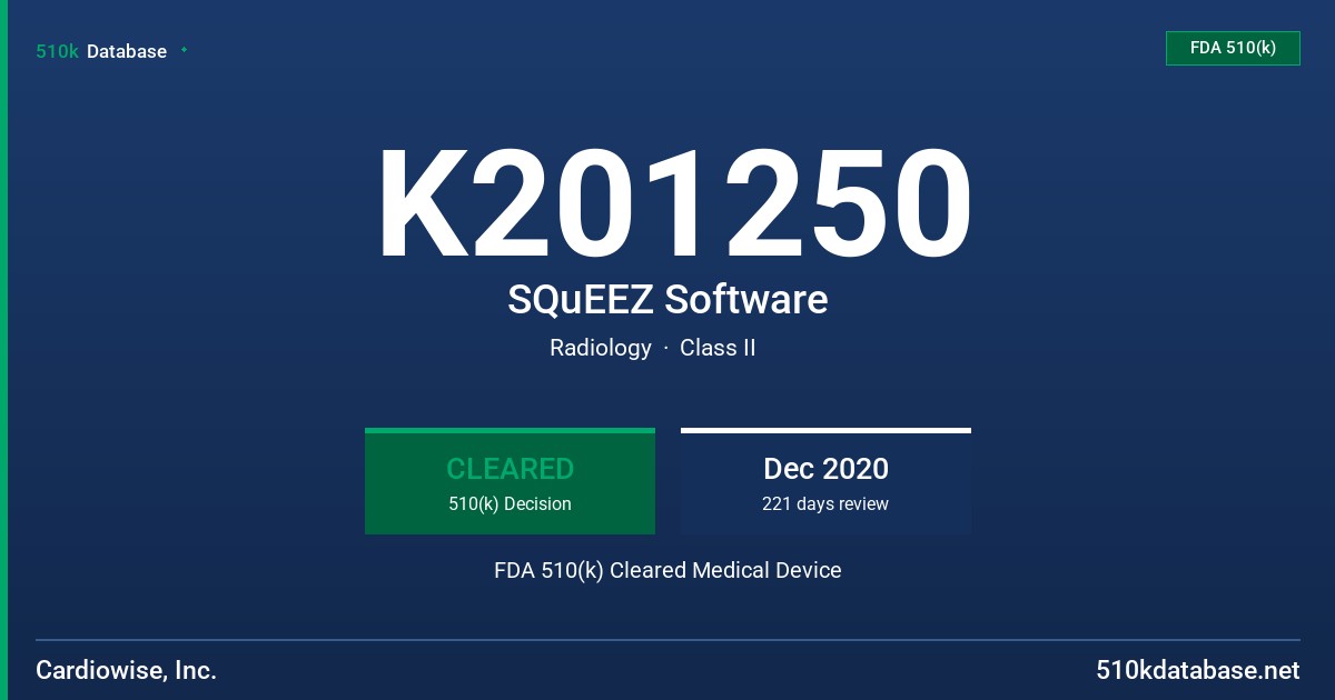 K201250 SQuEEZ Software FDA 510(k) Cleared Medical Device