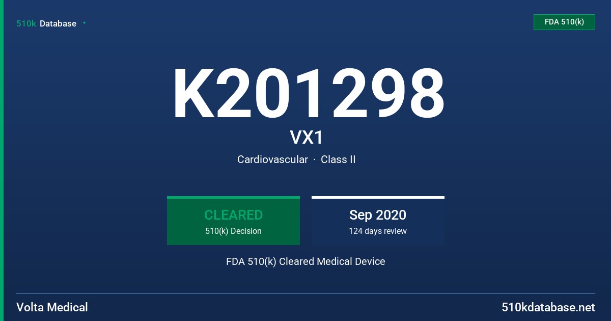 K201298 VX1 FDA 510(k) Cleared Medical Device