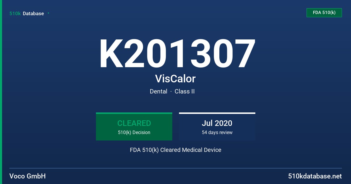 K201307 VisCalor FDA 510(k) Cleared Medical Device