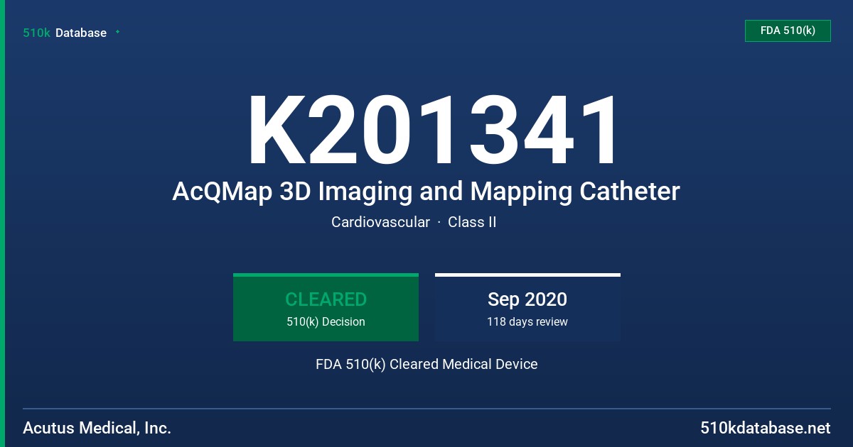 K201341 AcQMap 3D Imaging and Mapping Catheter FDA 510(k) Cleared Medical Device