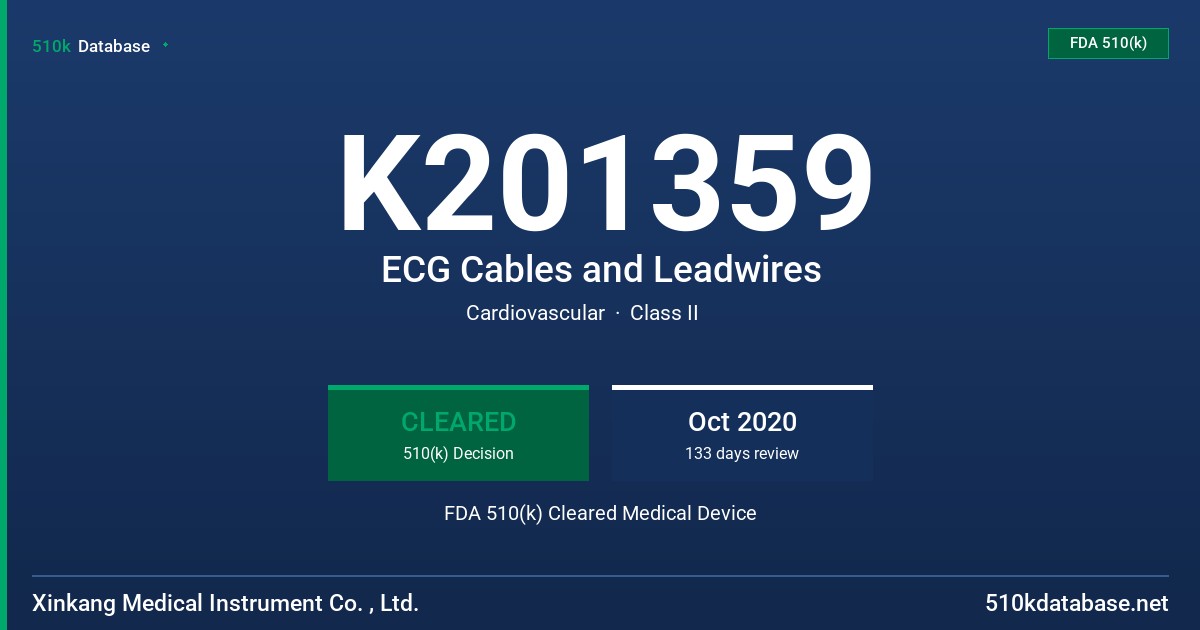 K201359 ECG Cables and Leadwires FDA 510(k) Cleared Medical Device