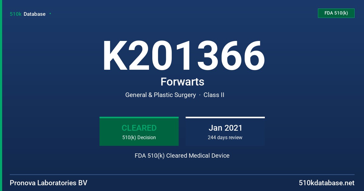 K201366 Forwarts FDA 510(k) Cleared Medical Device