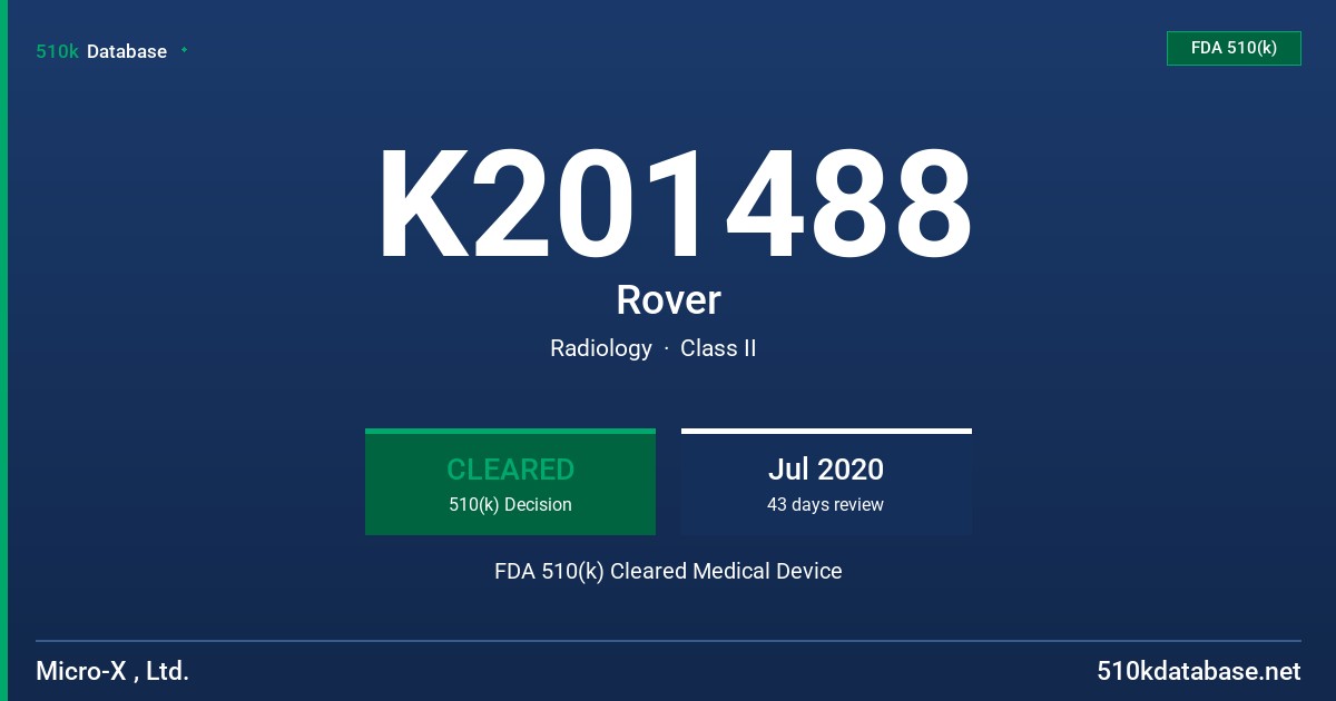 K201488 Rover FDA 510(k) Cleared Medical Device