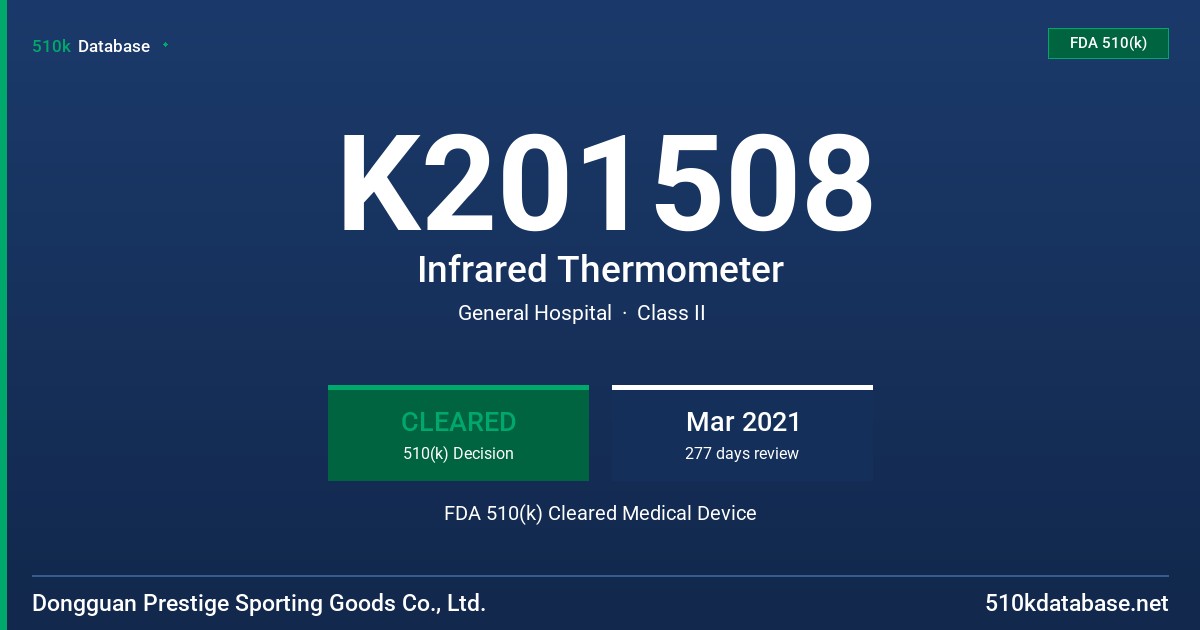 K201508 Infrared Thermometer FDA 510(k) Cleared Medical Device