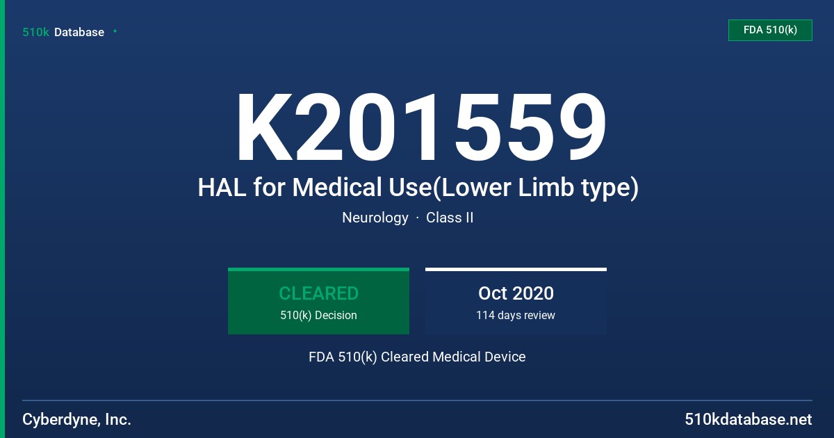 K201559 HAL for Medical Use(Lower Limb type) FDA 510(k) Cleared Medical Device