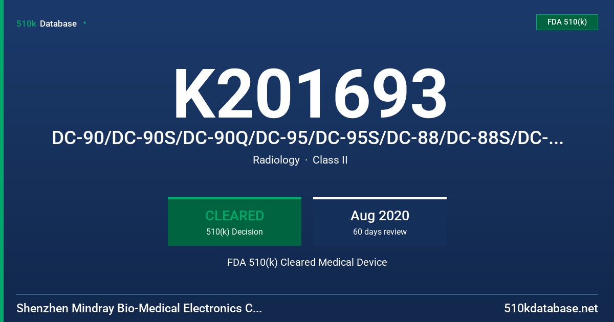 K201693 DC-90/DC-90S/DC-90Q/DC-95/DC-95S/DC-88/DC-88S/DC-80A/DC-80AExp/DC-80A Pro/DC-8X/DC-8Q/DC-81/DC-82 Diagnostic Ultrasound System FDA 510(k) Cleared Medical Device