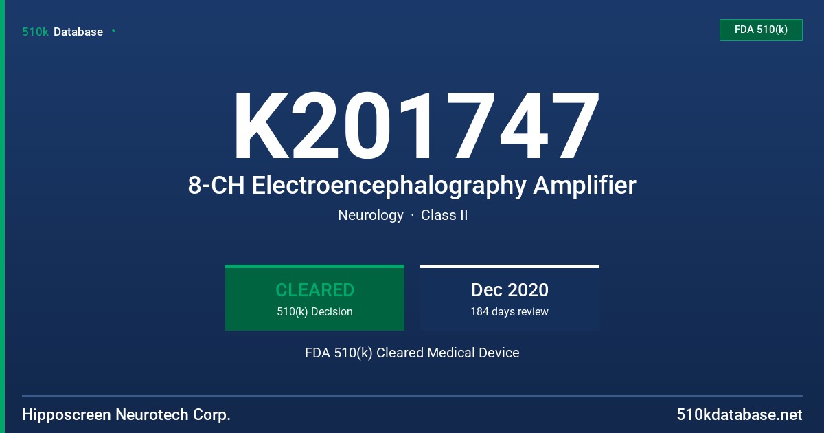 K201747 8-CH Electroencephalography Amplifier FDA 510(k) Cleared Medical Device