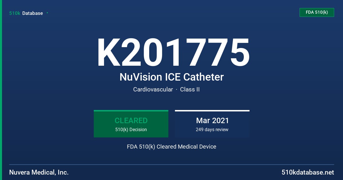 K201775 NuVision ICE Catheter FDA 510(k) Cleared Medical Device